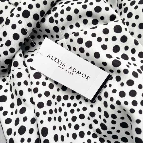 NWT Alexia Admor Dress White Black Polka Dots Cap Sleeve Sheath Women’s Size 6 - Picture 12 of 16